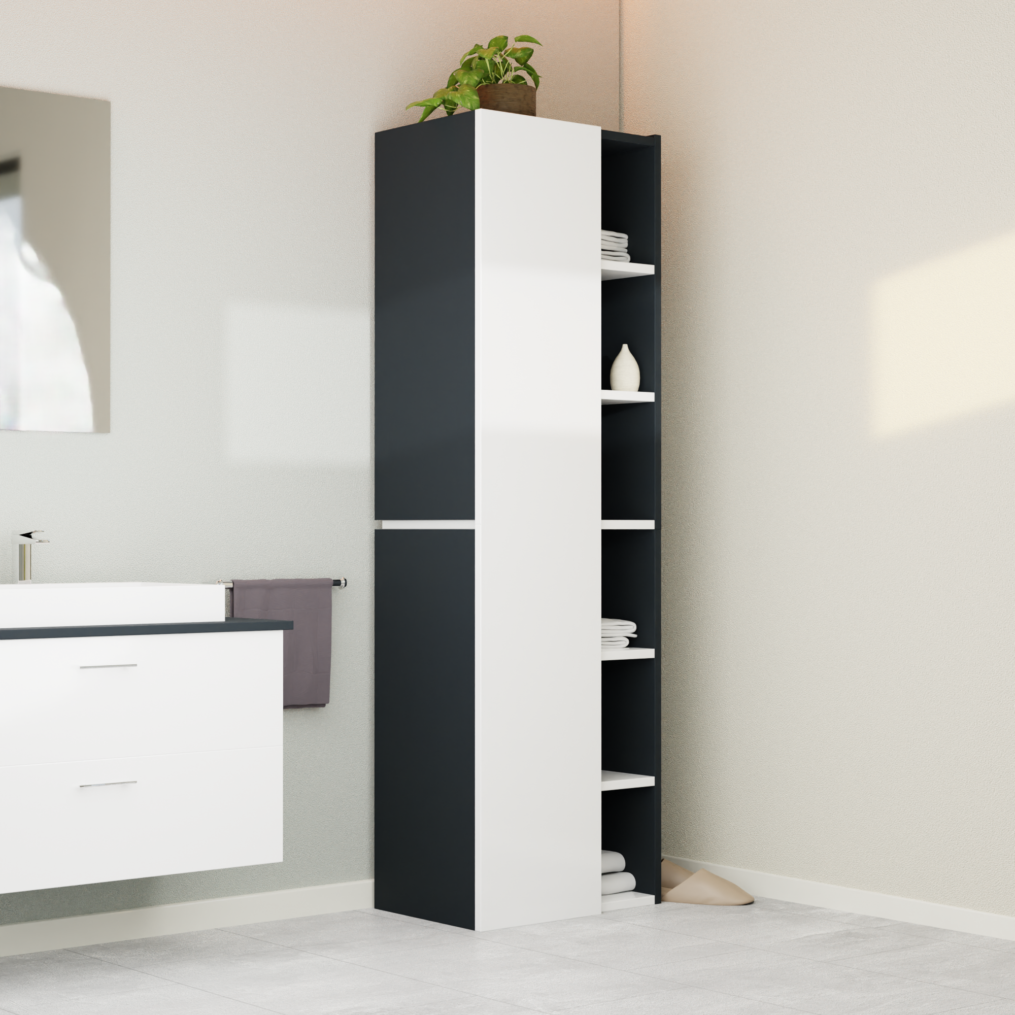Garlivo Badezimmerschrank GLC 1 Weiß mit Fächern