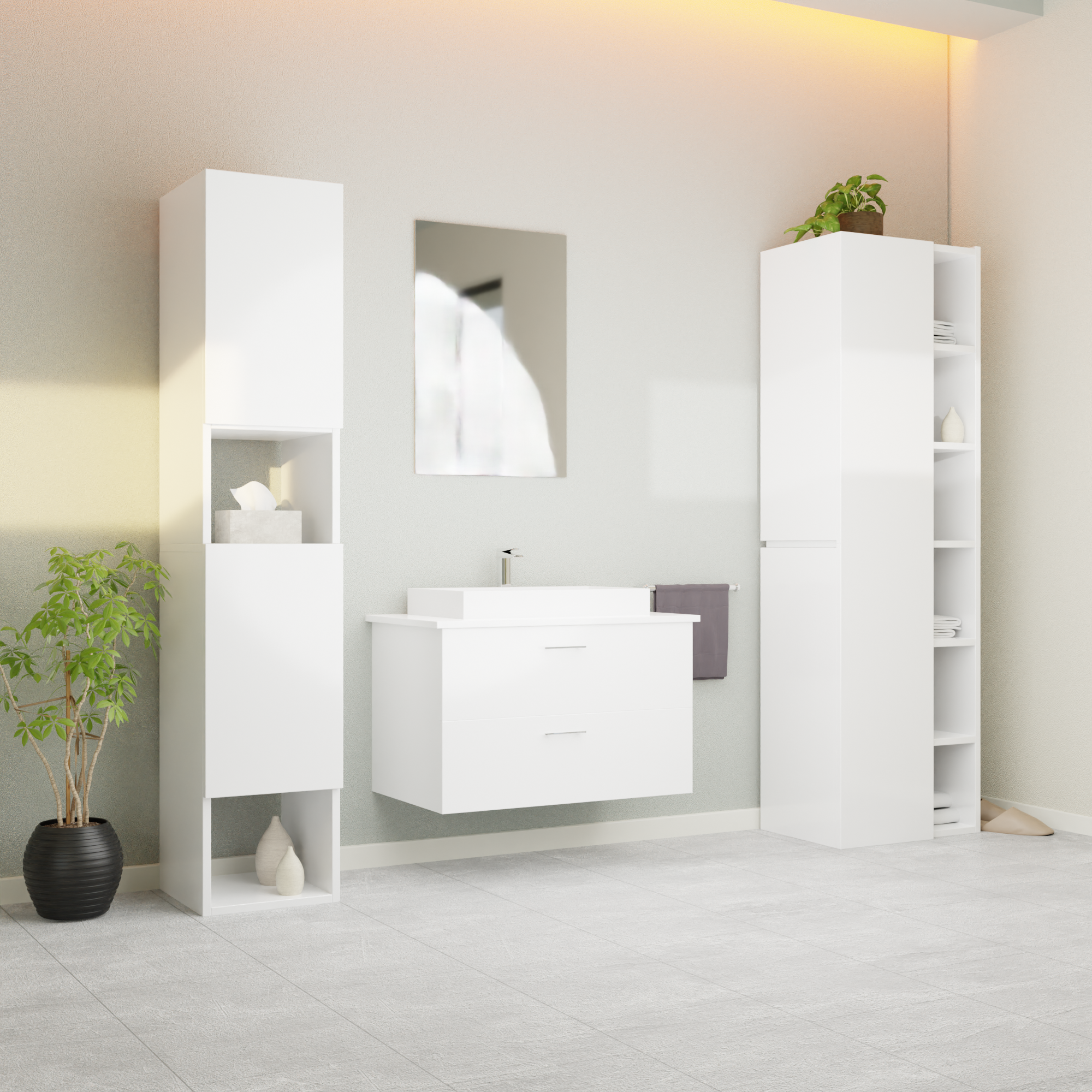 Garlivo Badezimmerschrank GLC 2 Weiß mit Fächern
