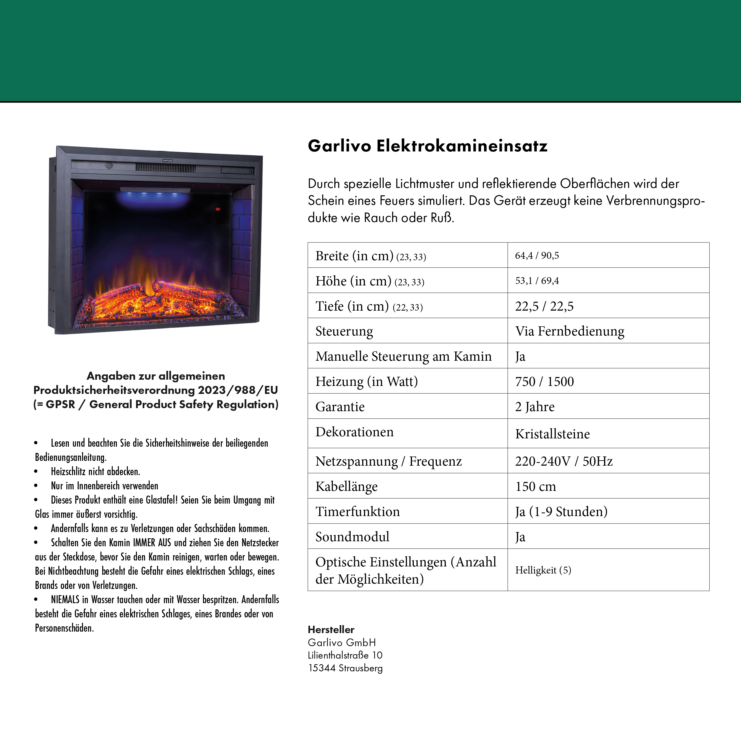 Garlivo Insert 23 Elektrokamineinsatz