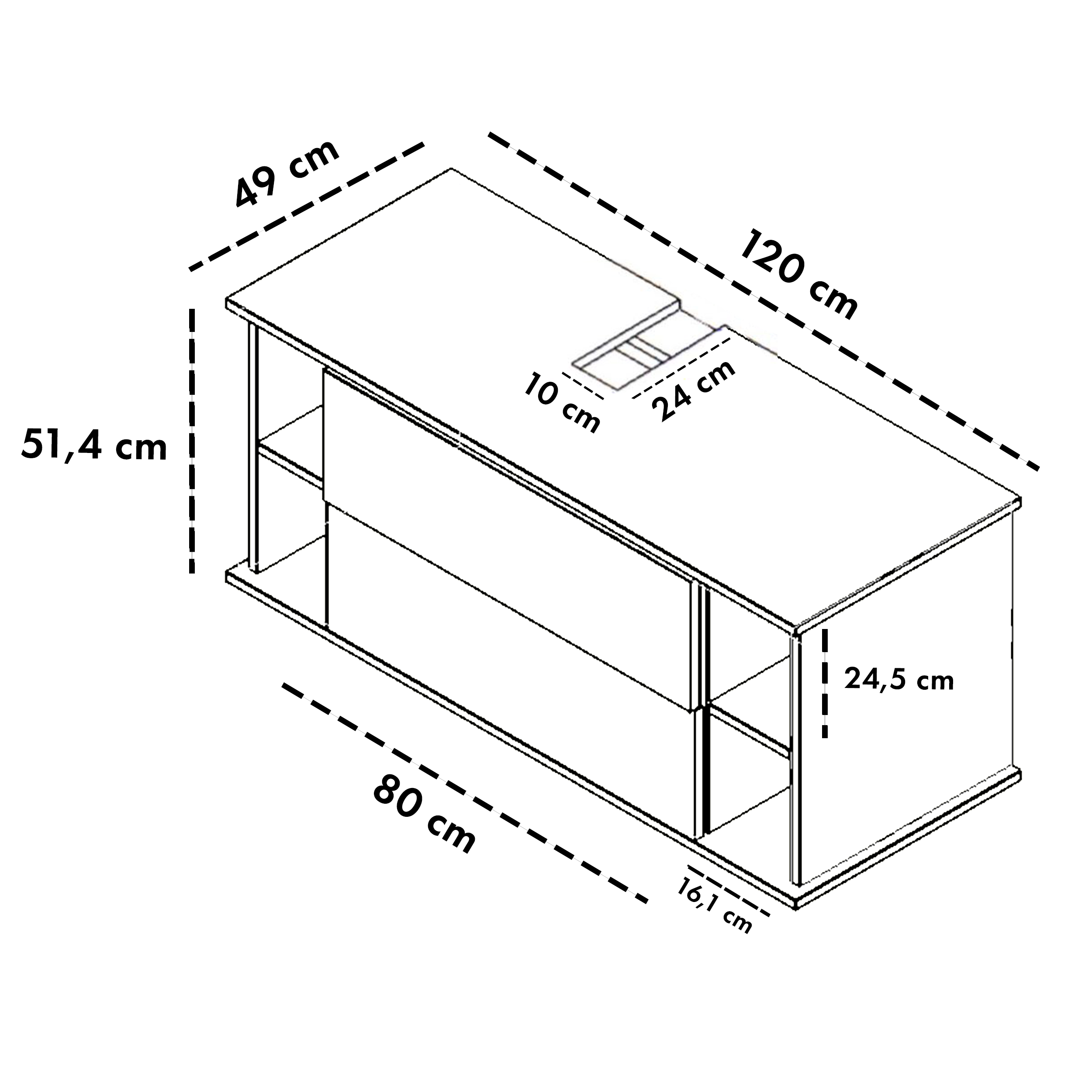 Garlivo Waschbeckenunterschrank GLA-120 Eiche mit Schubladen