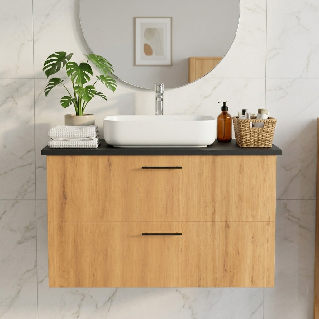 Garlivo Waschbeckenunterschrank GLA-80 Eiche mit Schubladen