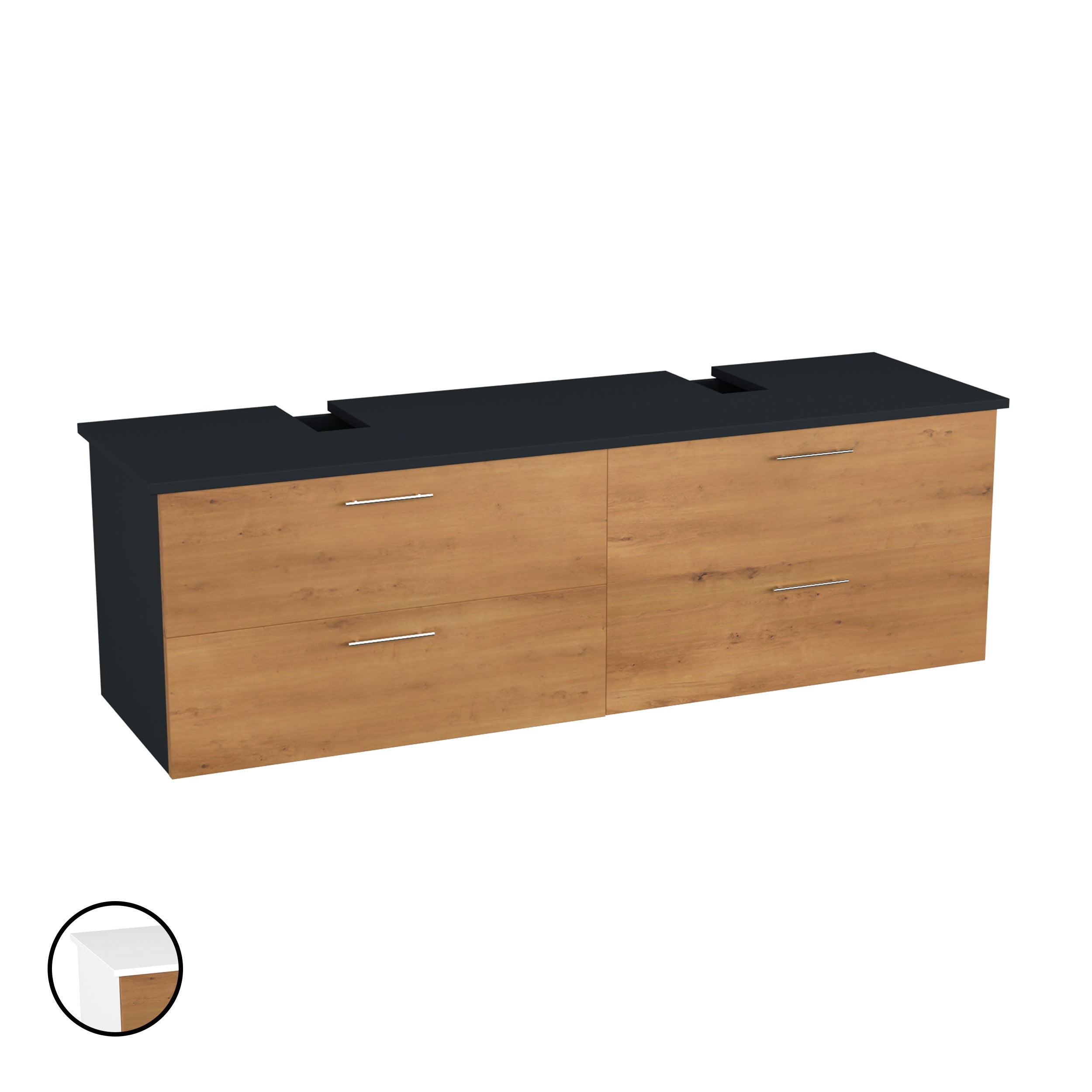 Garlivo Waschbeckenunterschrank GLA-160 Eiche mit Schubladen