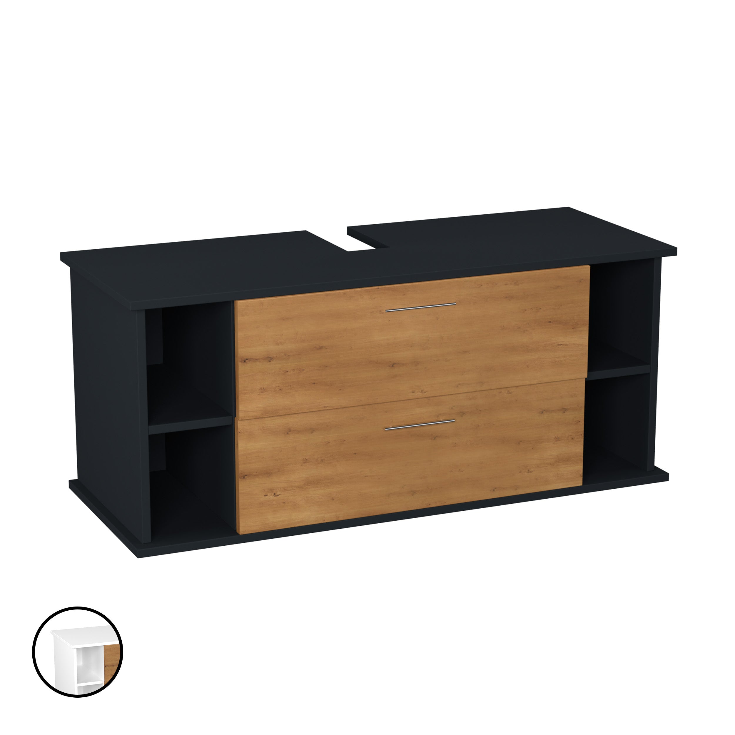 Garlivo Waschbeckenunterschrank GLA-120 Eiche mit Schubladen
