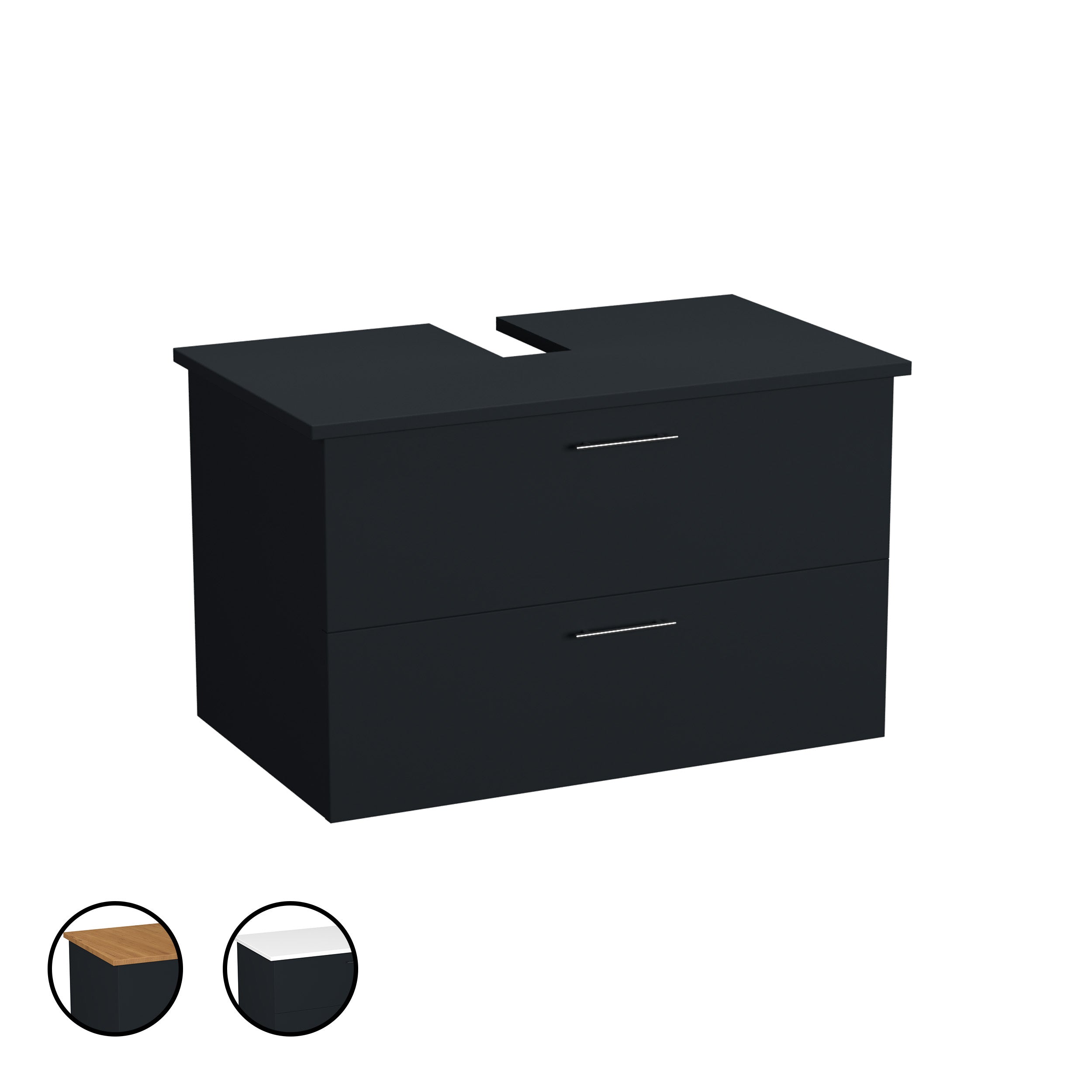 Garlivo Waschbeckenunterschrank GLA-80 Schwarz mit Schubladen