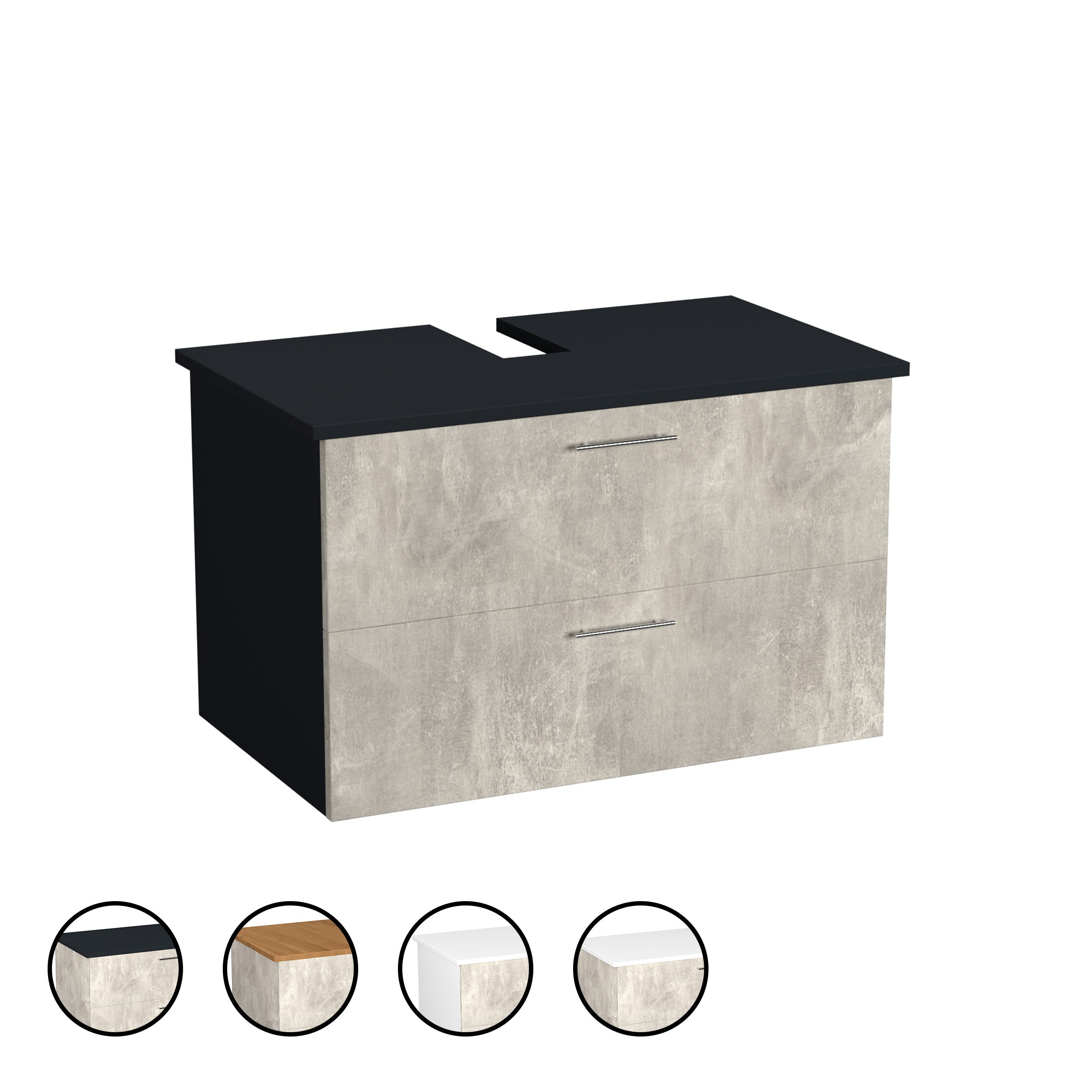 Garlivo Waschbeckenunterschrank GLA-80 Beton mit Schubladen