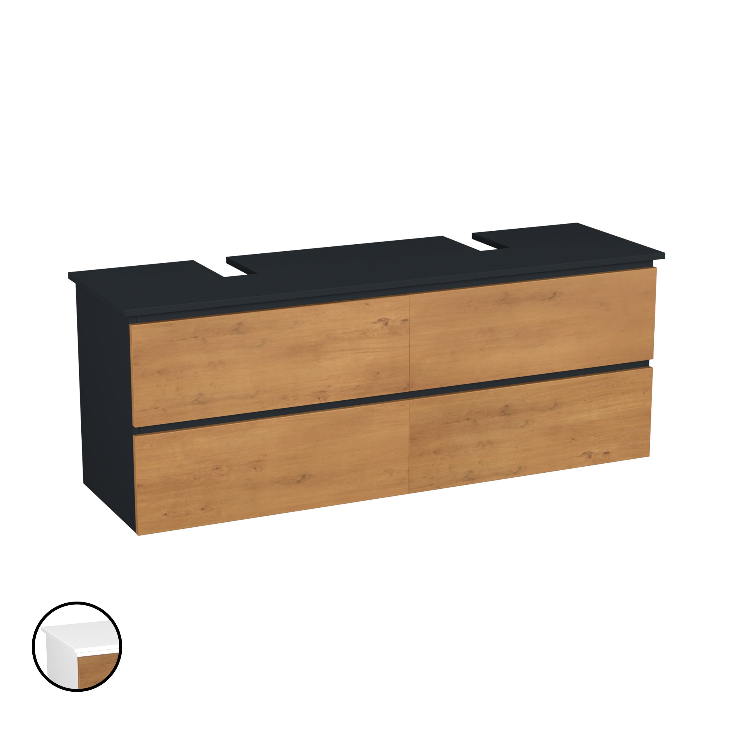 Garlivo Waschbeckenunterschrank GLB-160 Eiche mit Schubladen