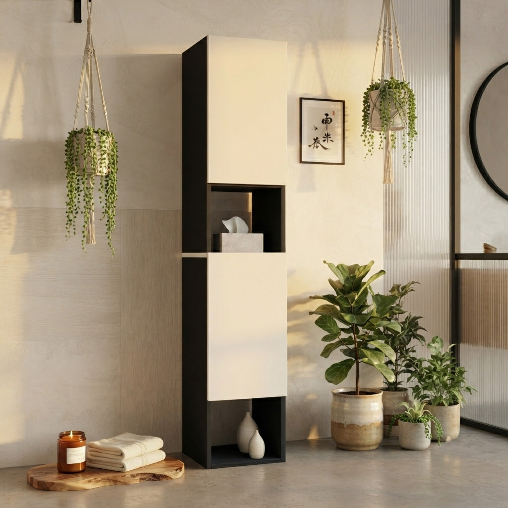Garlivo Badezimmerschrank GLC 2 Weiß mit Fächern