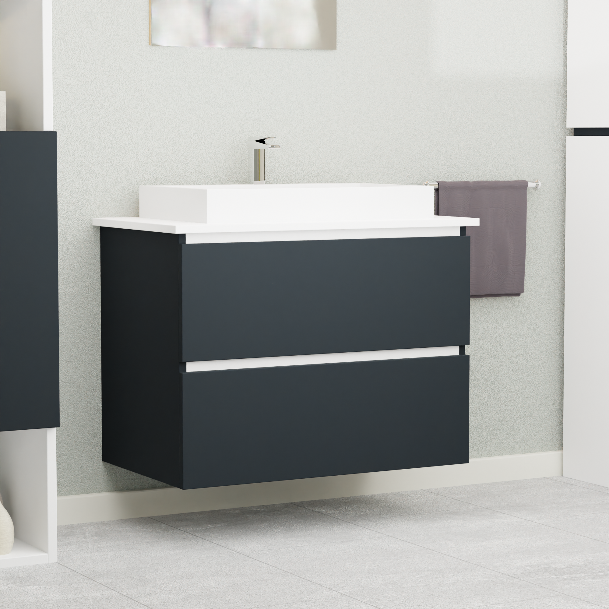 Garlivo Waschbeckenunterschrank GLB-80 Anthrazit mit Schubladen