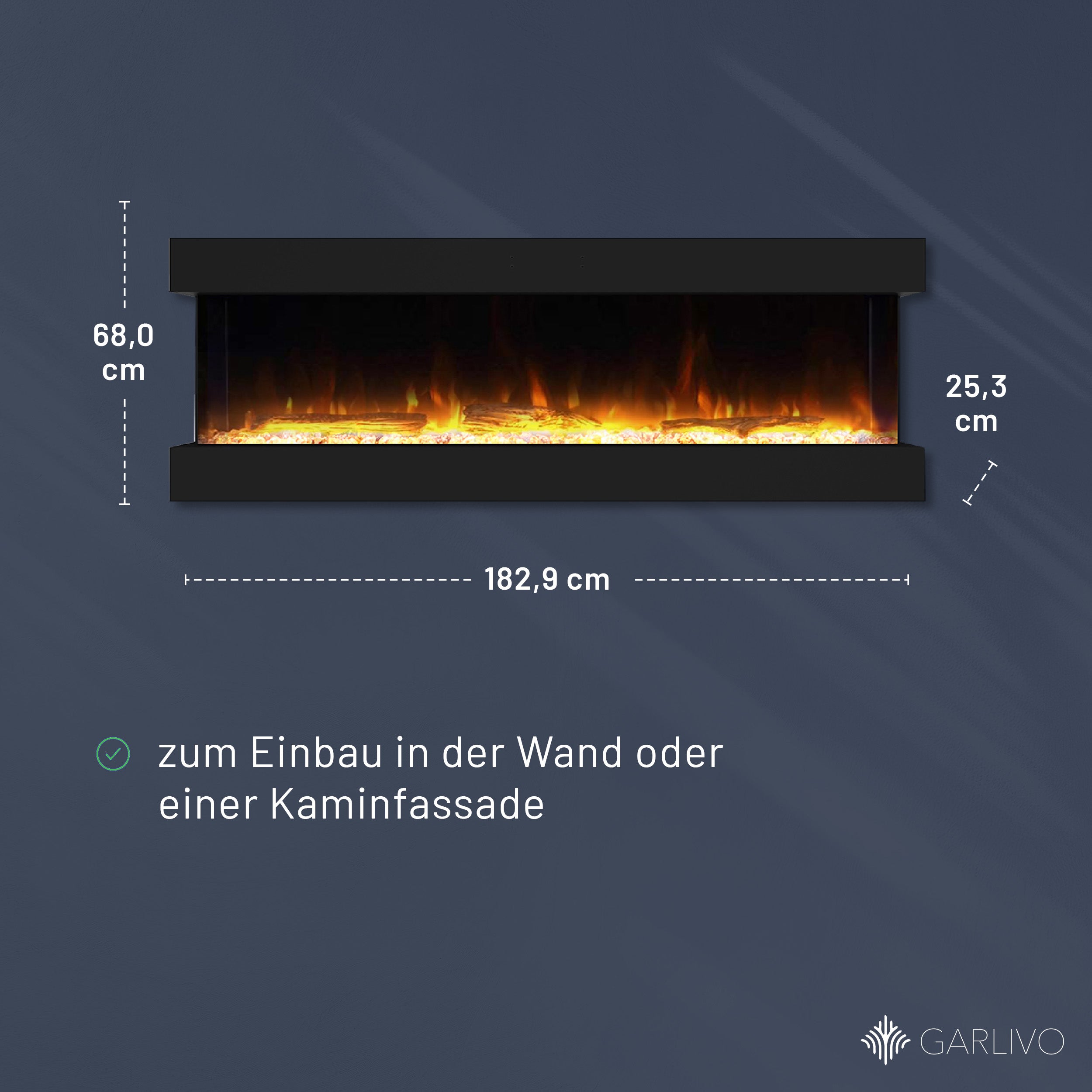 Garlivo Insert 3-Sided Elektrokamineinsatz