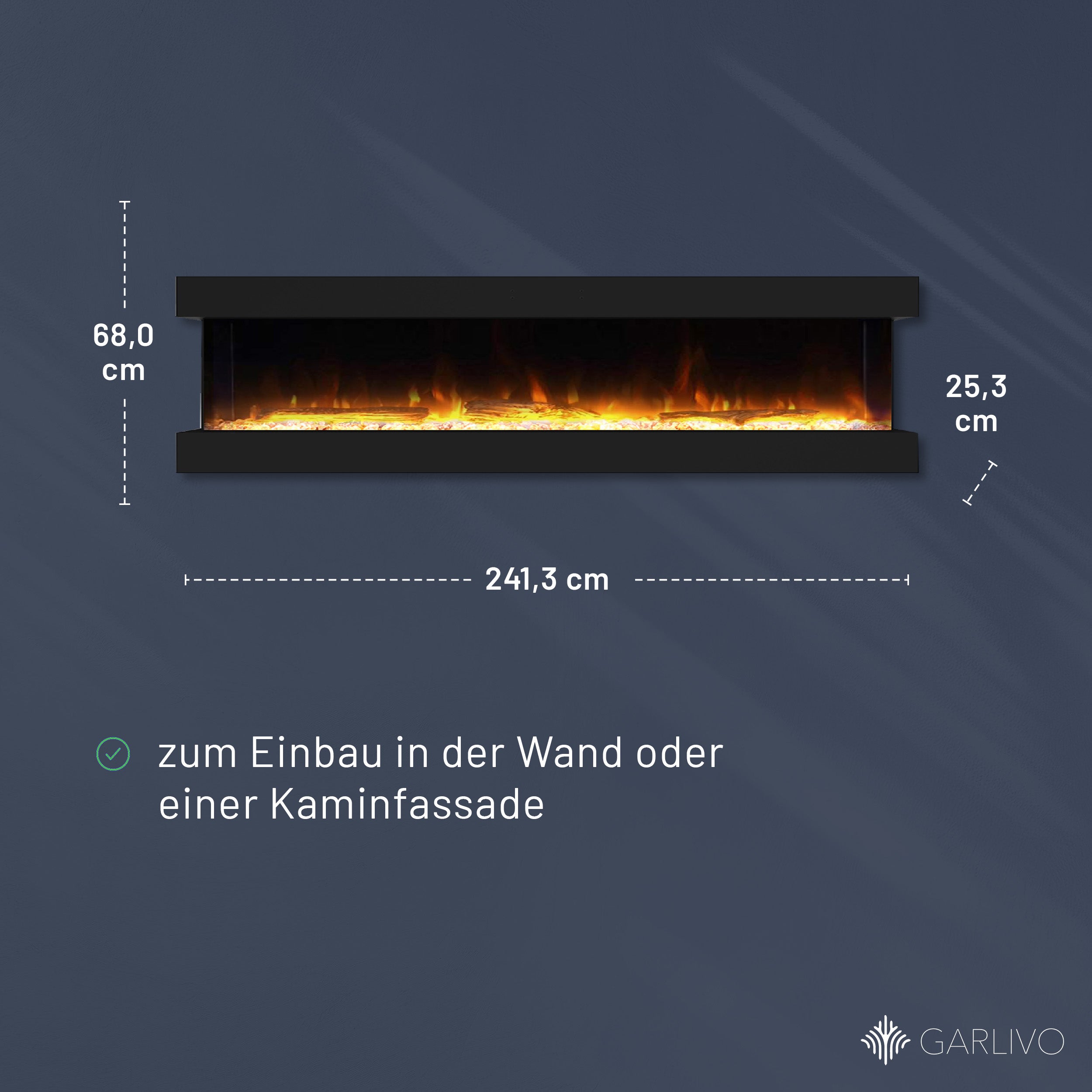 Garlivo Insert 3-Sided Elektrokamineinsatz