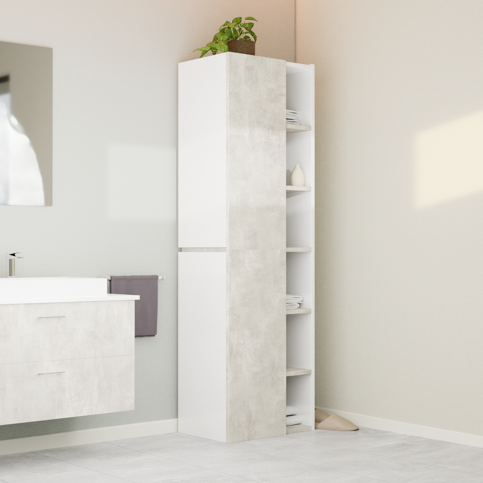 Garlivo Badezimmerschrank GLC 1 Beton mit Fächern