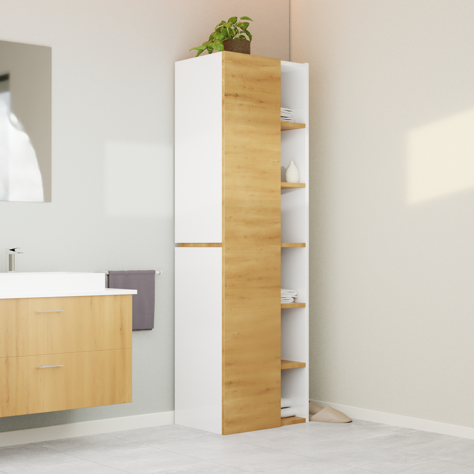 Garlivo Badezimmerschrank GLC 1 Eiche mit Fächern