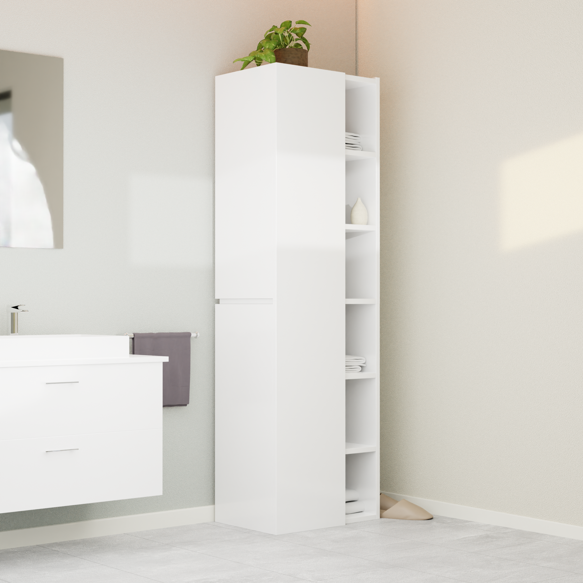 Garlivo Badezimmerschrank GLC 1 Weiß mit Fächern