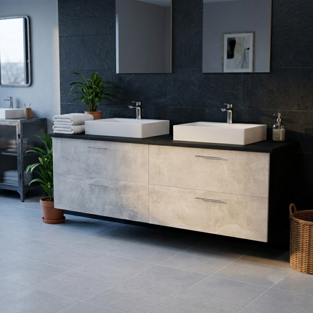 Garlivo Waschbeckenunterschrank GLA-160 Beton mit Schubladen
