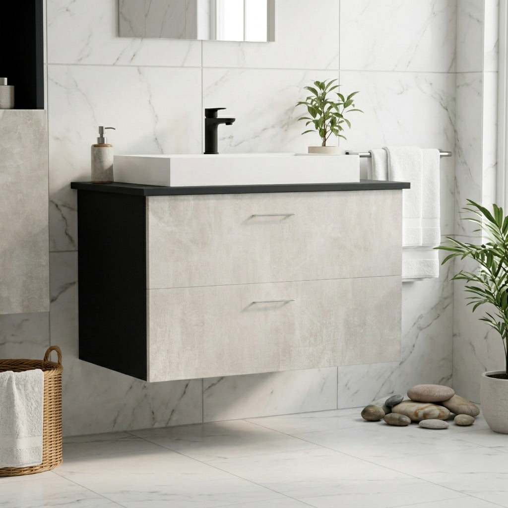 Garlivo Waschbeckenunterschrank GLA-80 Beton mit Schubladen