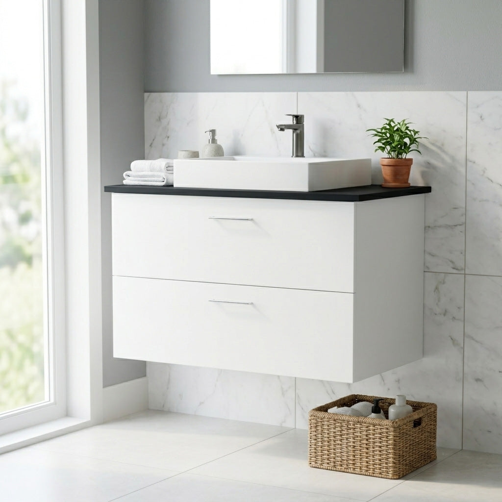 Garlivo Waschbeckenunterschrank GLA-80 Weiss mit Schubladen