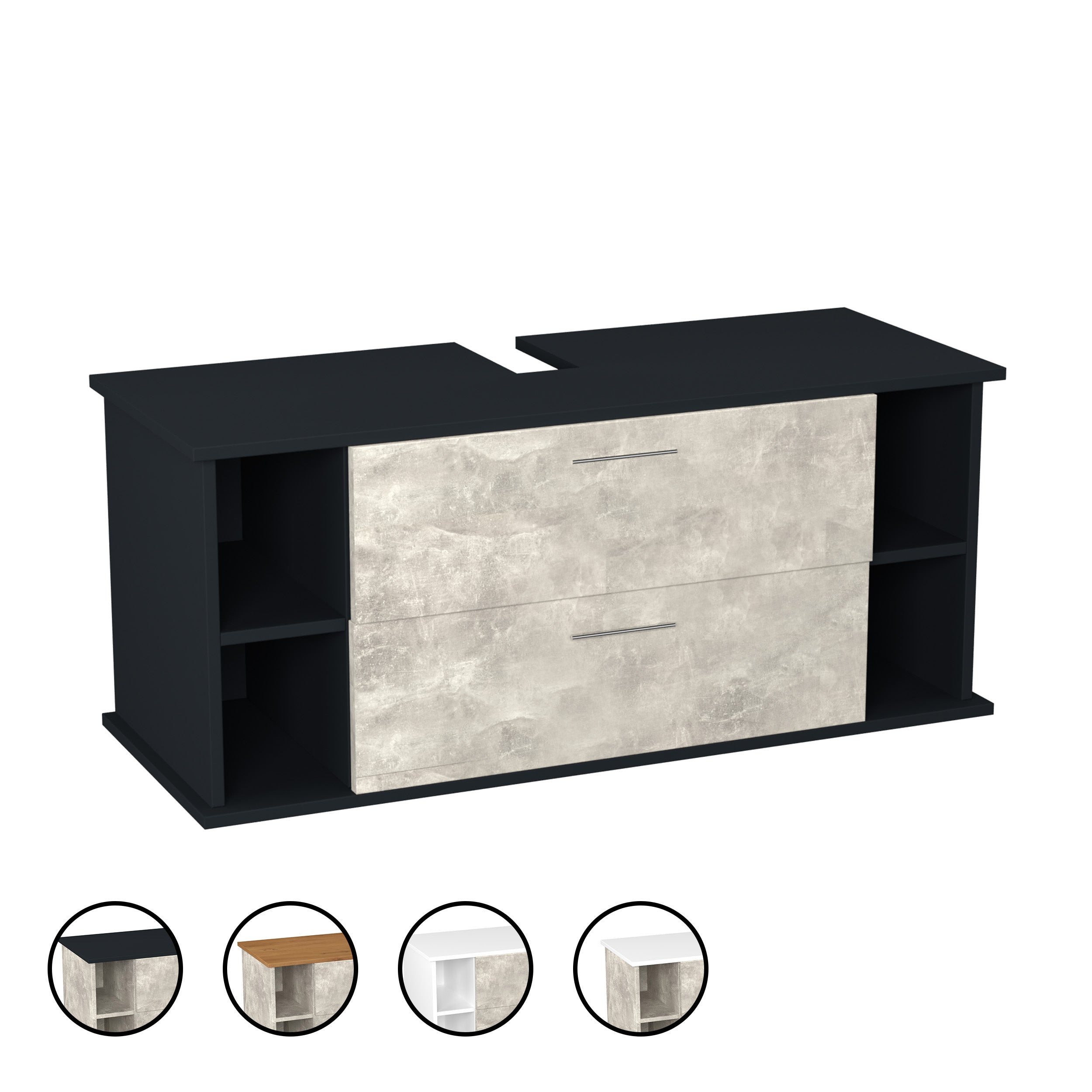Garlivo Waschbeckenunterschrank GLA-120 Beton mit Schubladen