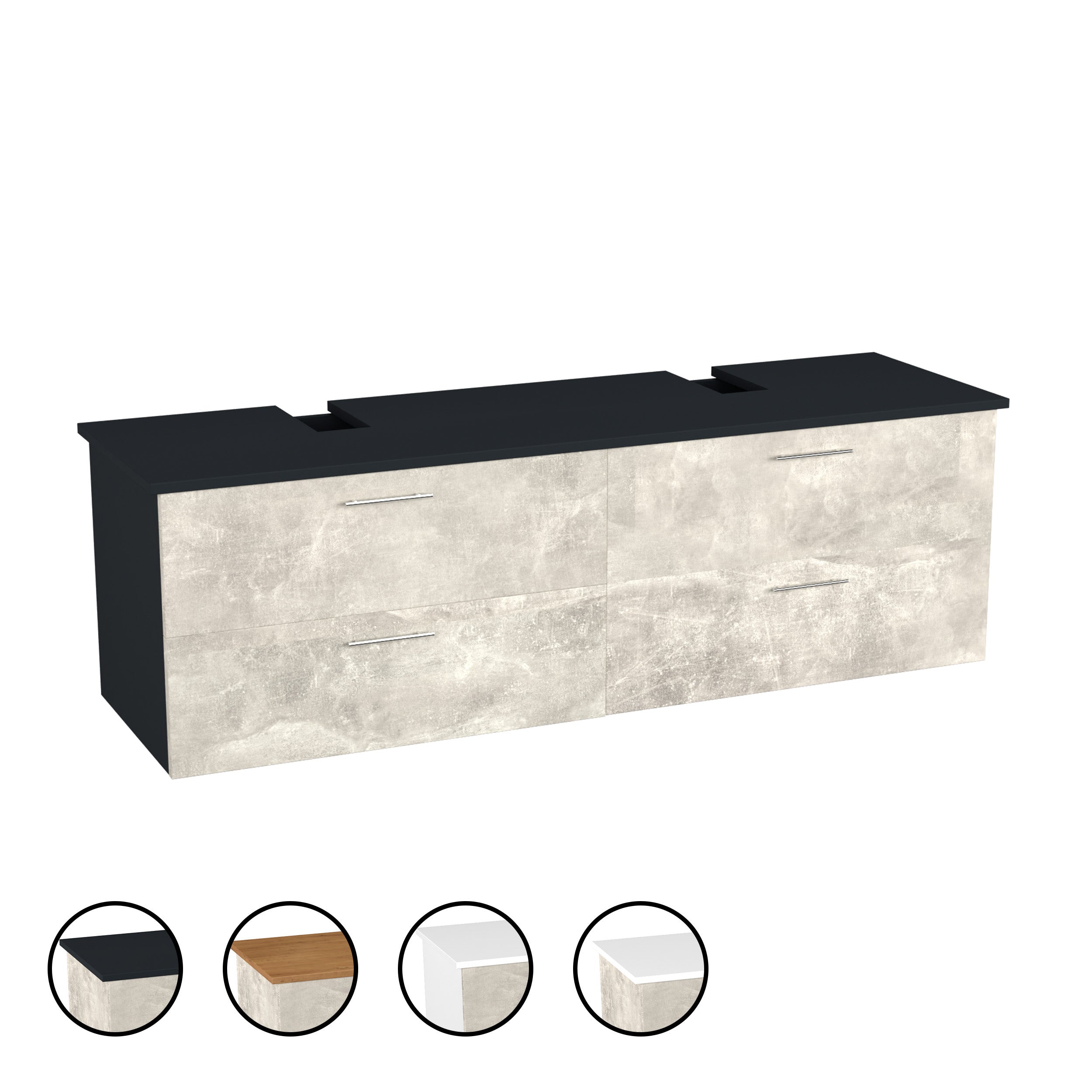 Garlivo Waschbeckenunterschrank GLA-160 Beton mit Schubladen