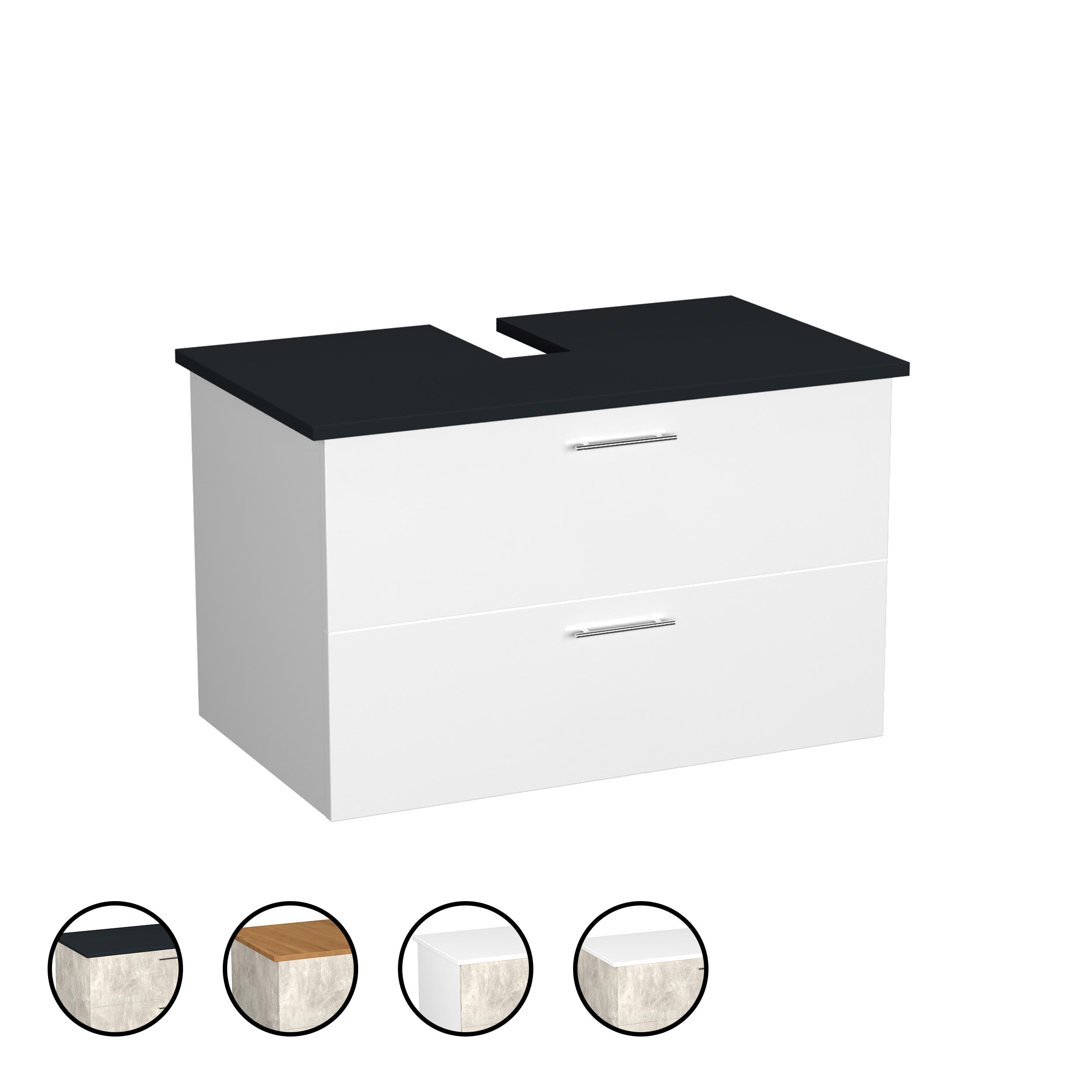 Garlivo Waschbeckenunterschrank GLA-80 Weiss mit Schubladen