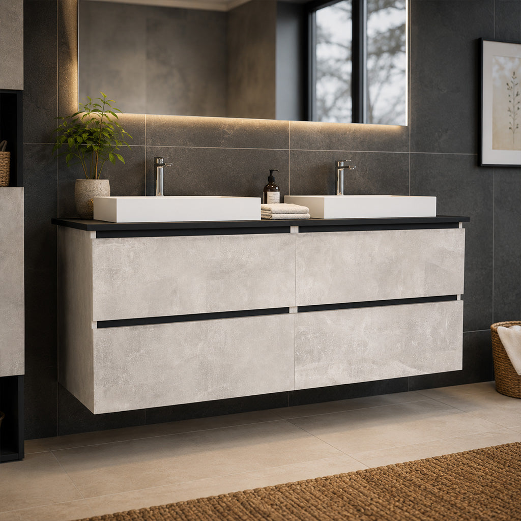 Garlivo Waschbeckenunterschrank GLB-160 Beton mit Schubladen