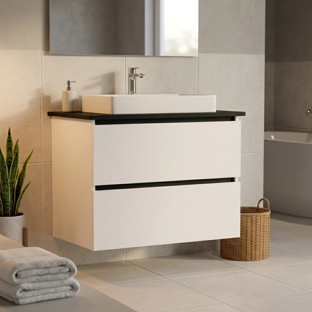 Garlivo Waschbeckenunterschrank GLB-80 Weiss mit Schubladen