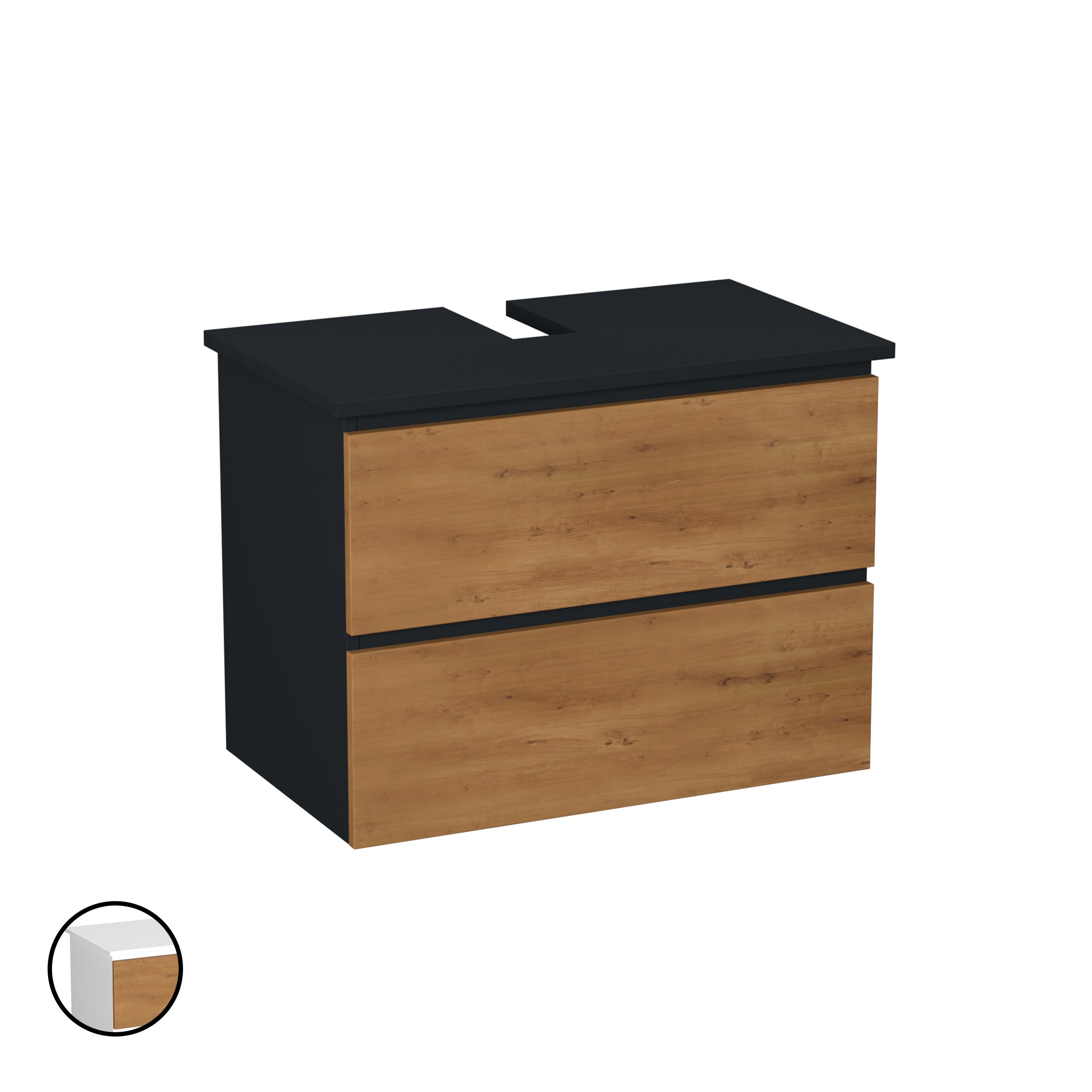 Garlivo Waschbeckenunterschrank GLB-80 Eiche mit Schubladen