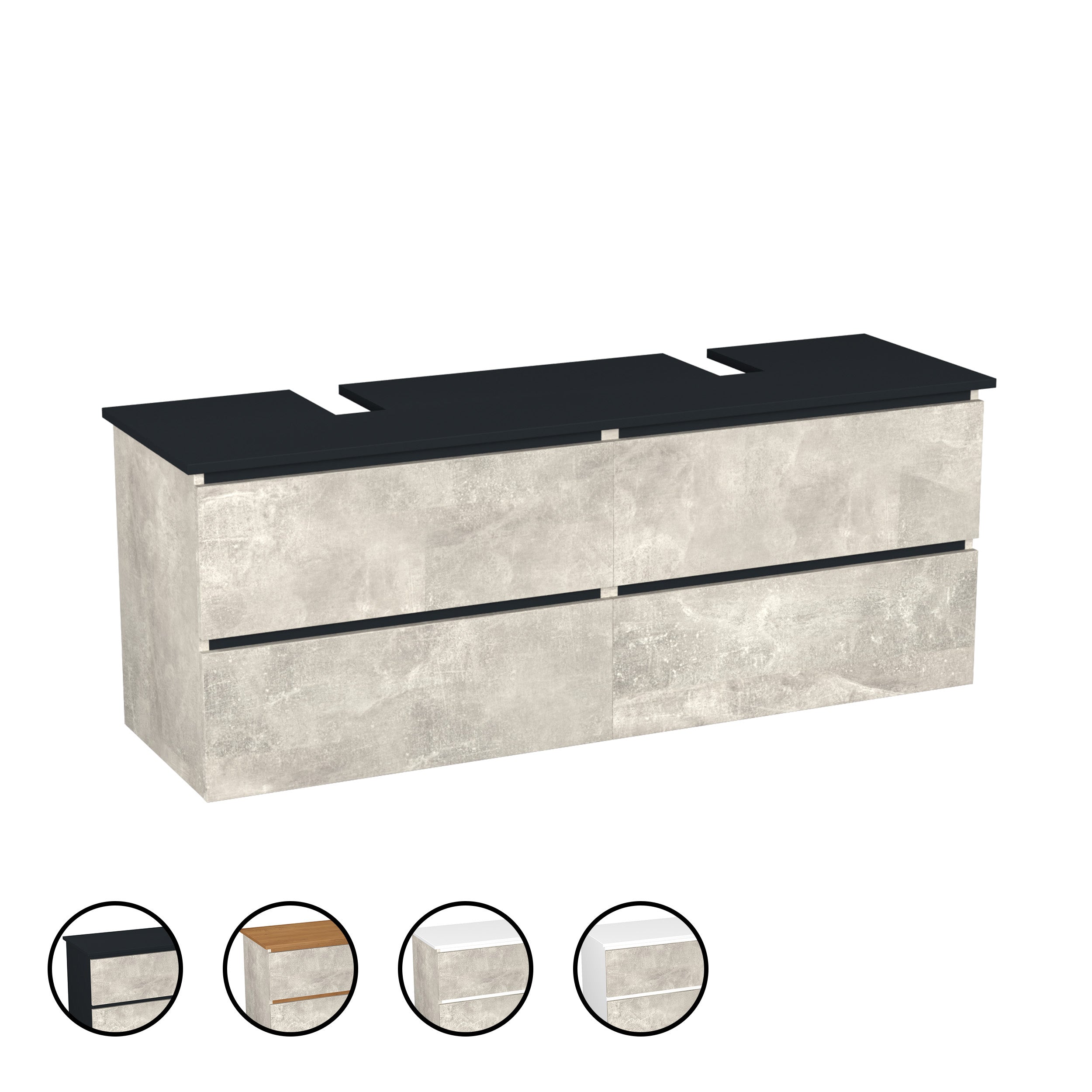 Garlivo Waschbeckenunterschrank GLB-160 Beton mit Schubladen
