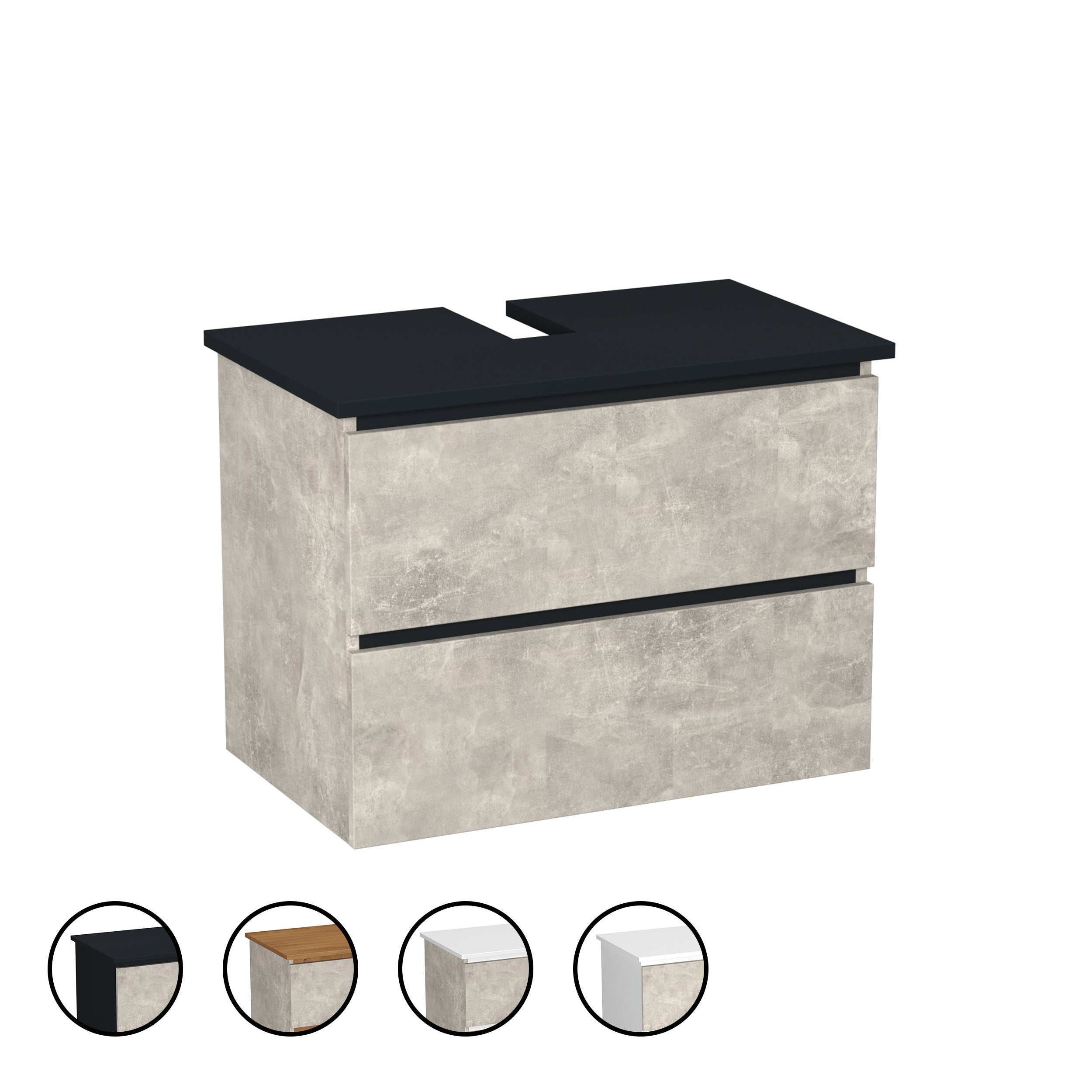 Garlivo Waschbeckenunterschrank GLB-80 Beton mit Schubladen