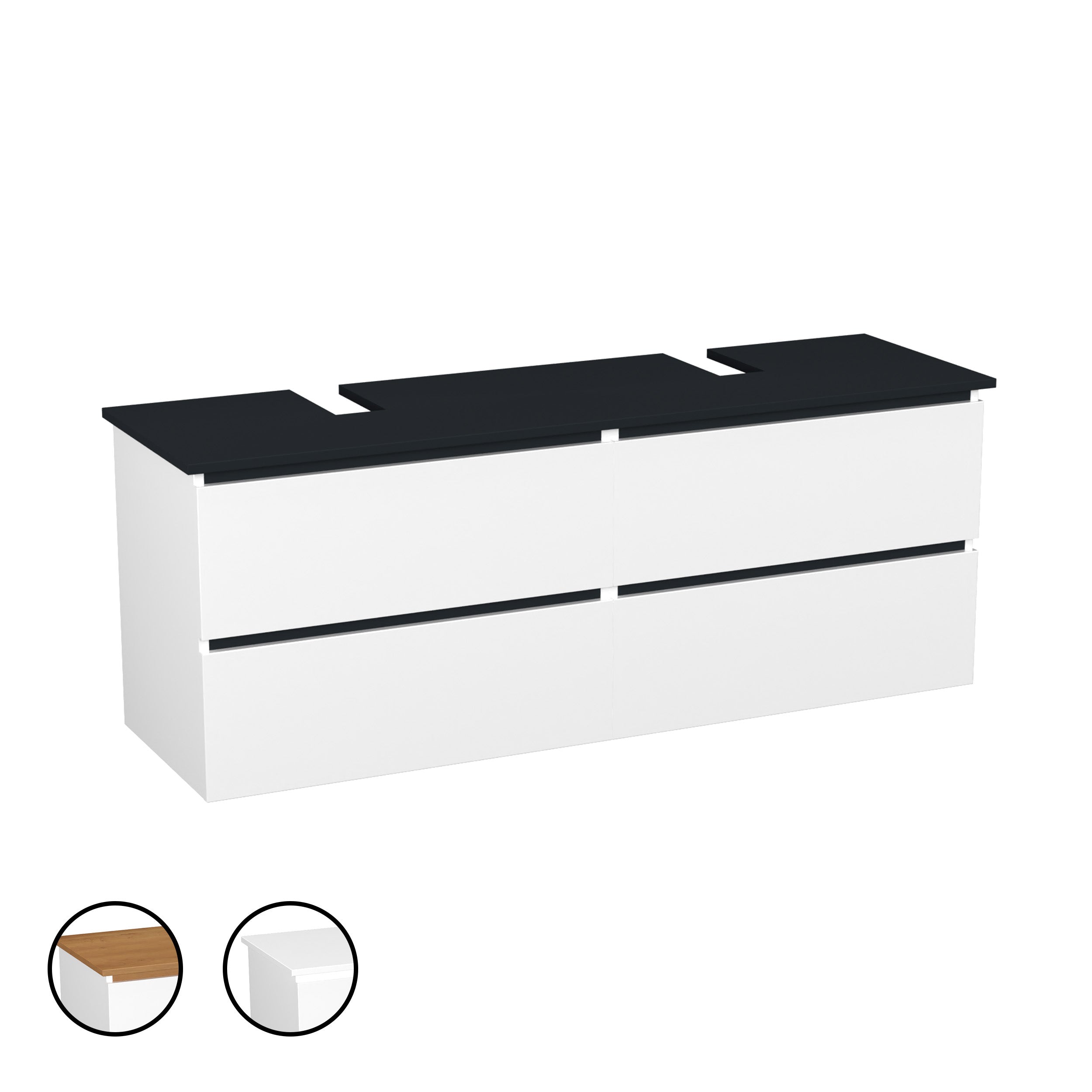 Garlivo Waschbeckenunterschrank GLB-160 Weiß mit Schubladen