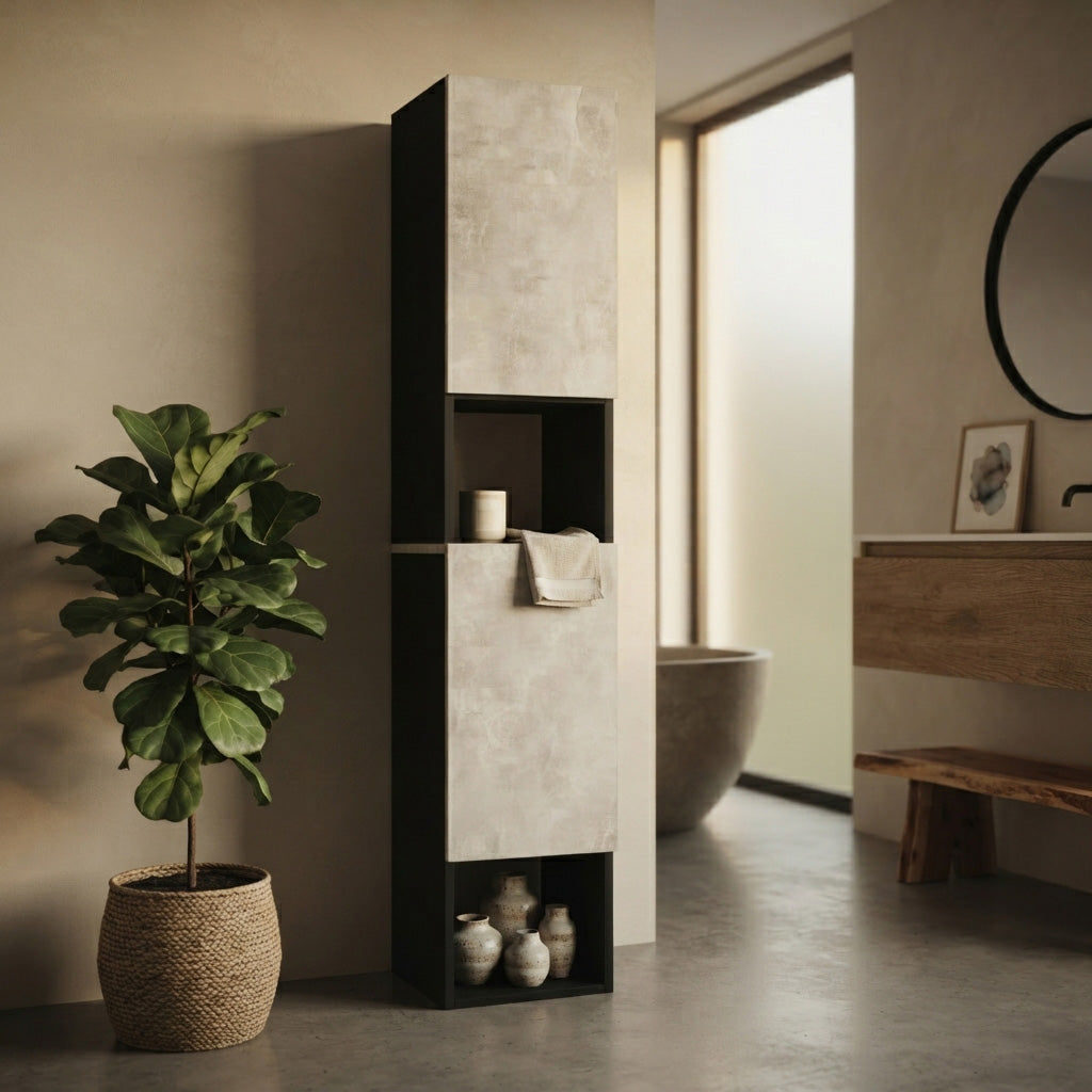 Garlivo Badezimmerschrank GLC 2 Beton mit Fächern