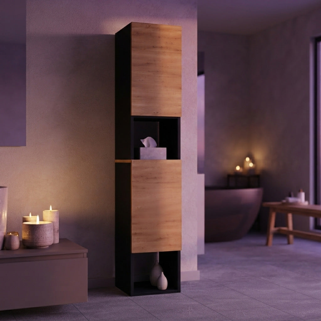 Garlivo Badezimmerschrank GLC 2 Eiche mit Fächern
