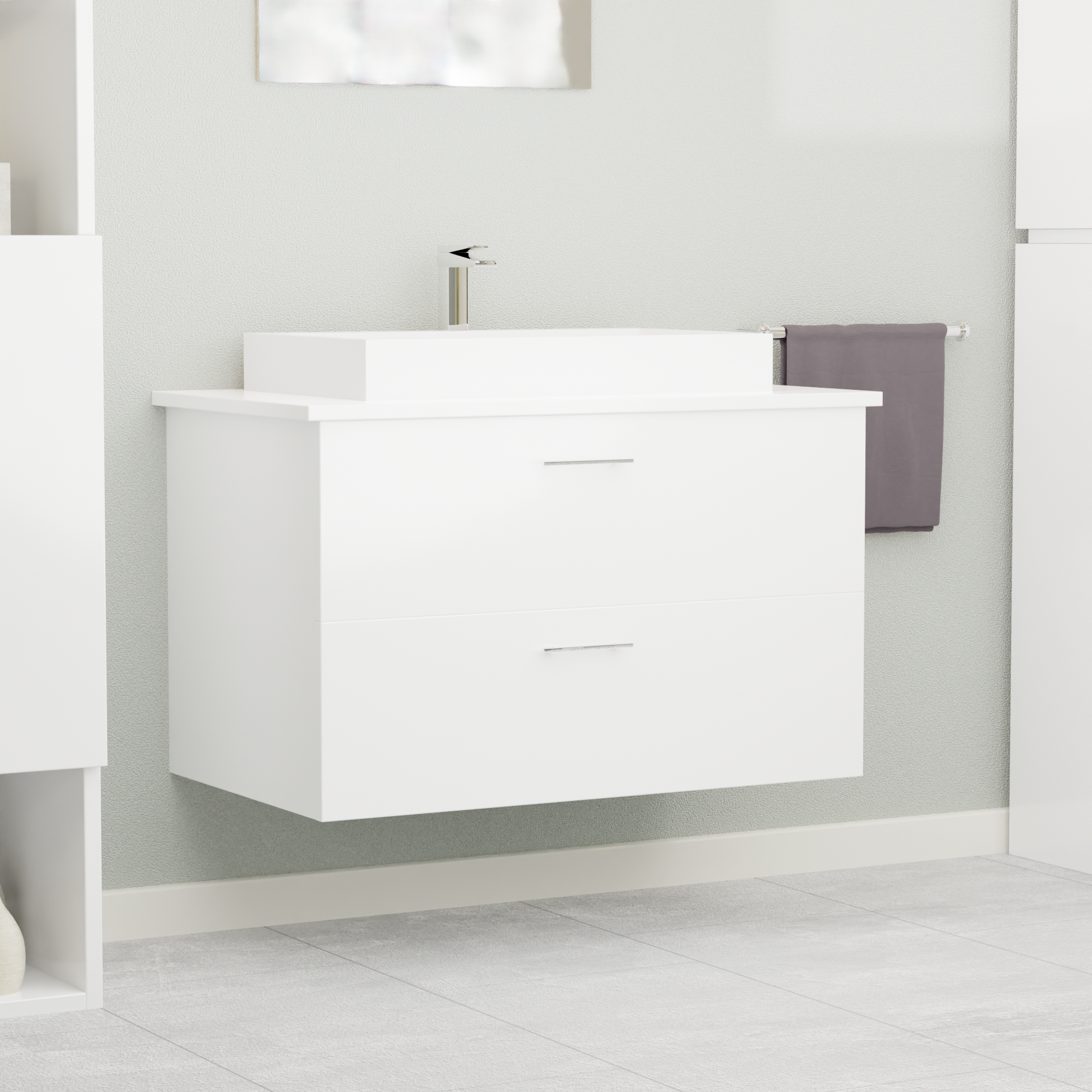 Garlivo Waschbeckenunterschrank GLA-80 Weiss mit Schubladen