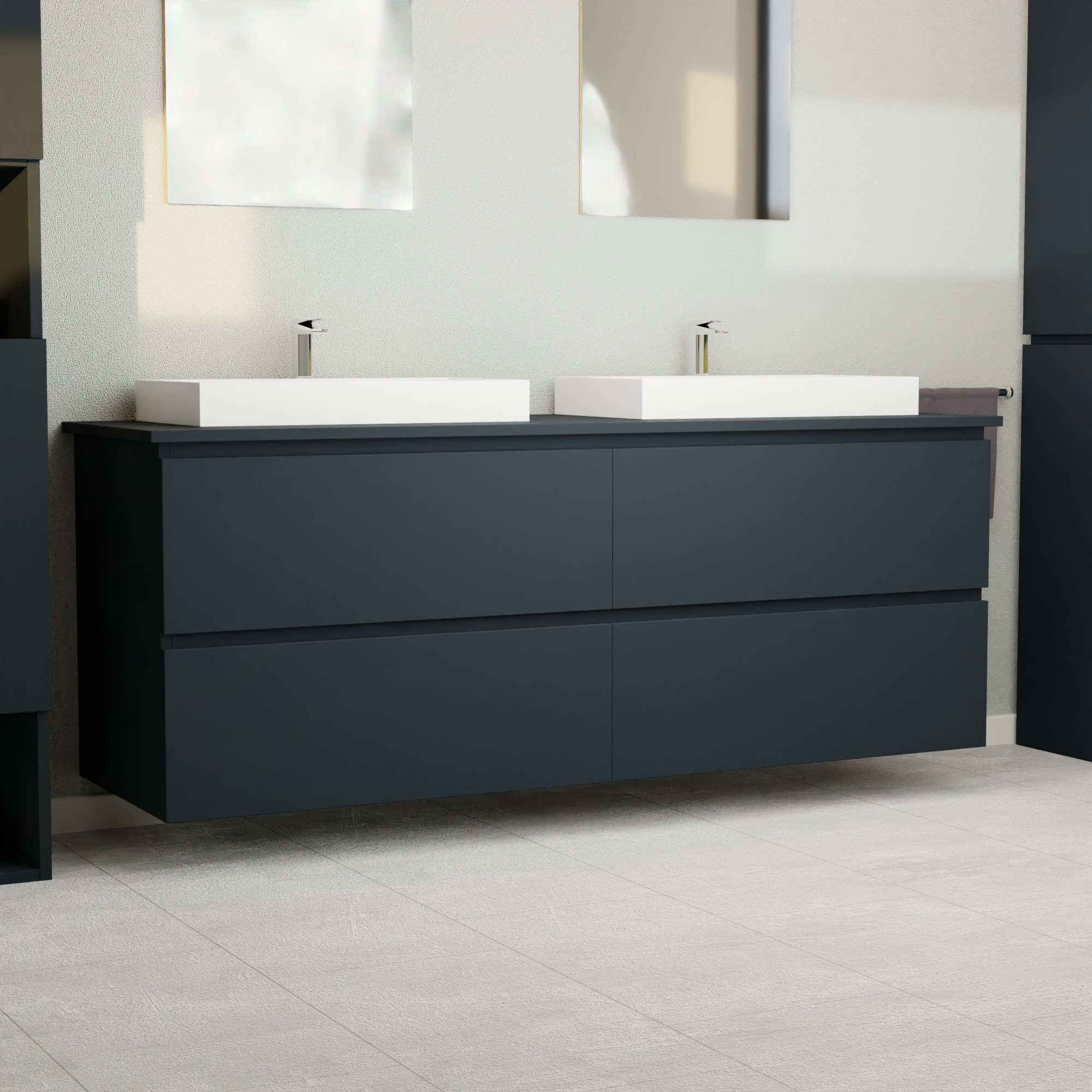 Garlivo Waschbeckenunterschrank GLB-160 Anthrazit mit Schubladen