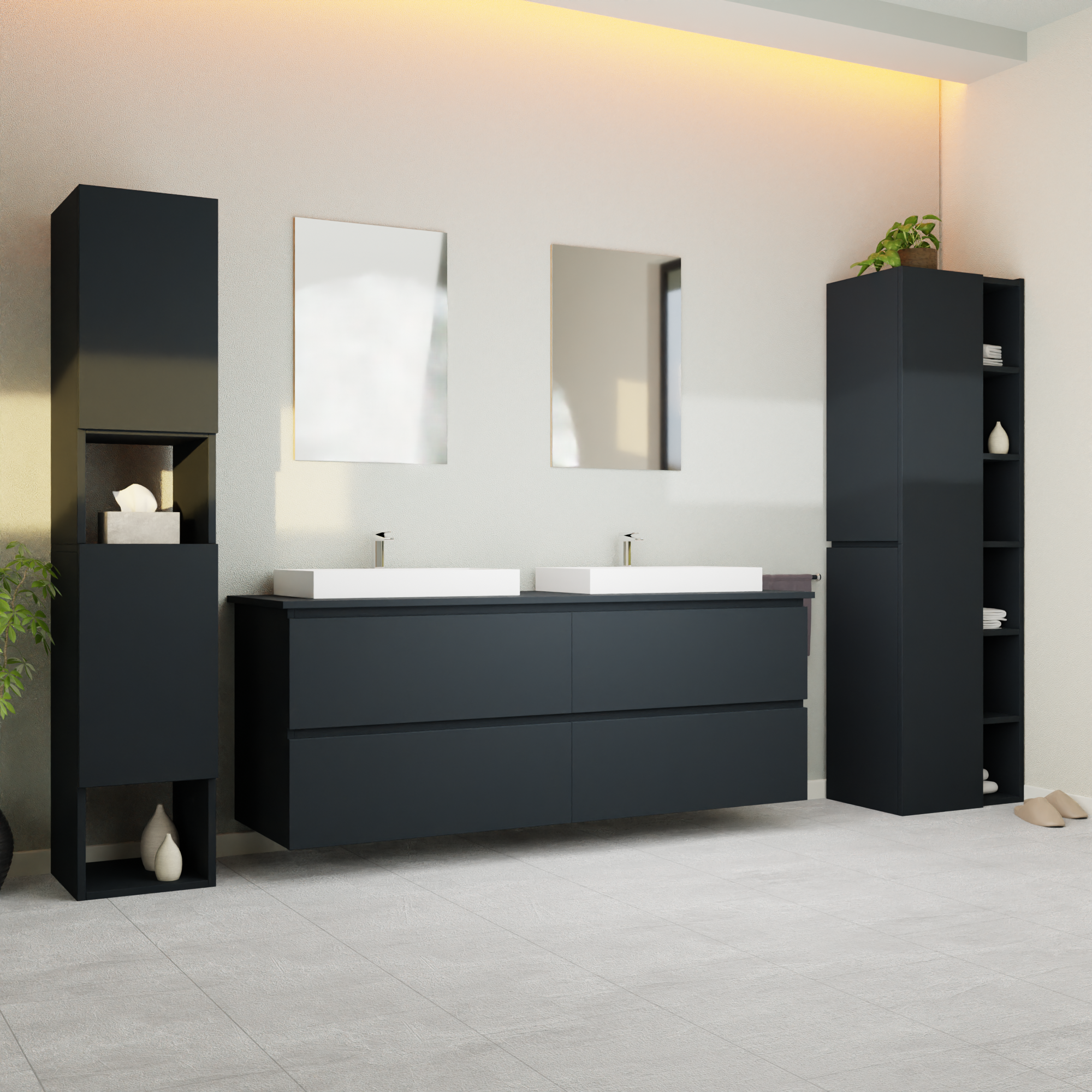 Garlivo Waschbeckenunterschrank GLB-160 Anthrazit mit Schubladen