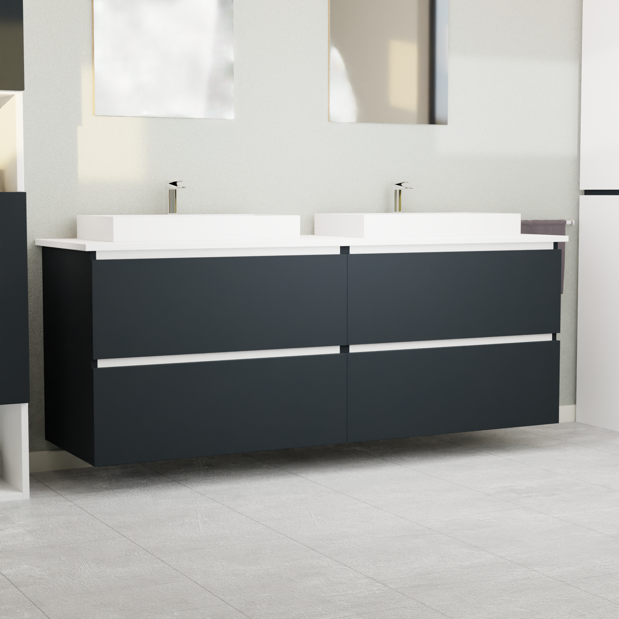 Garlivo Waschbeckenunterschrank GLB-160 Anthrazit mit Schubladen