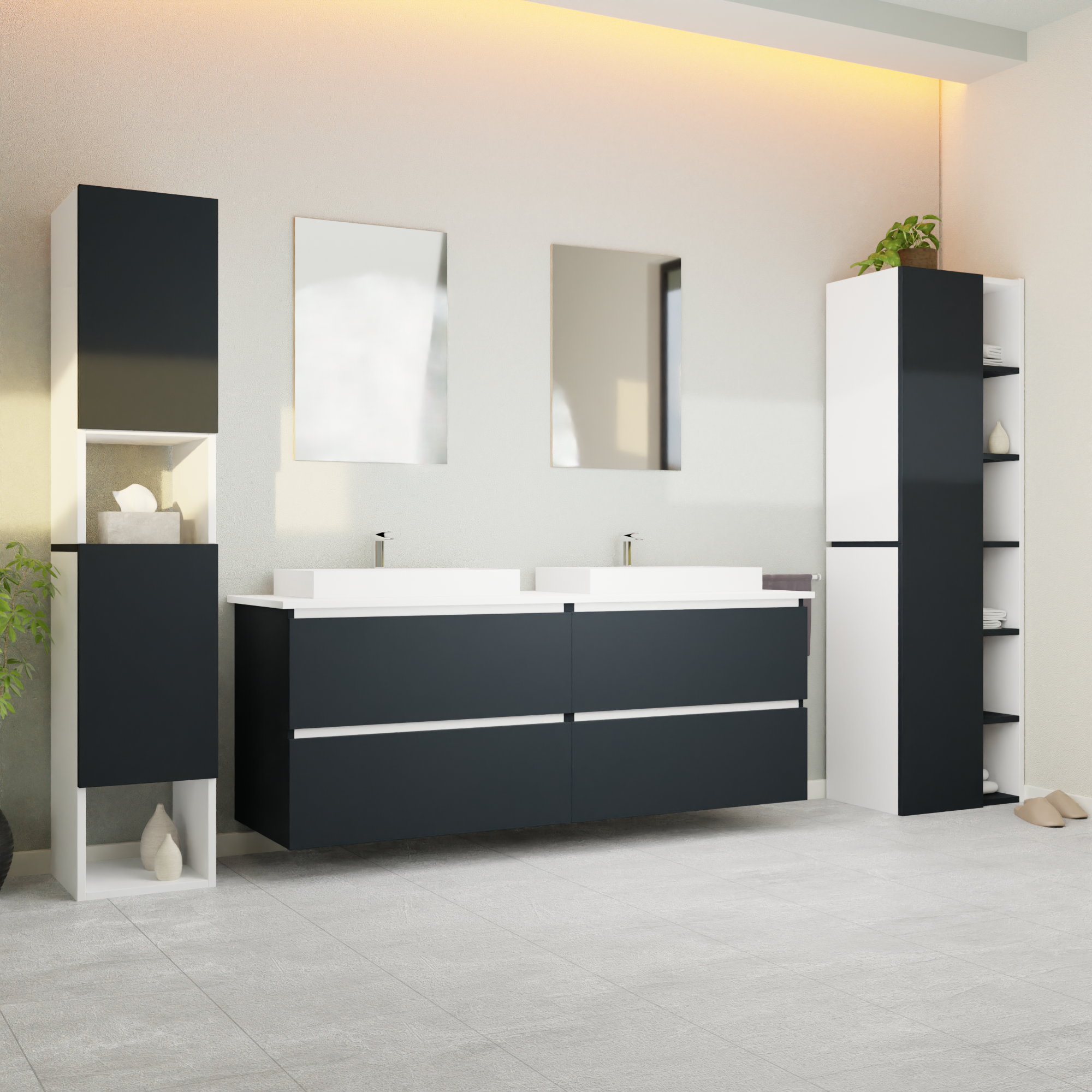 Garlivo Waschbeckenunterschrank GLB-160 Anthrazit mit Schubladen