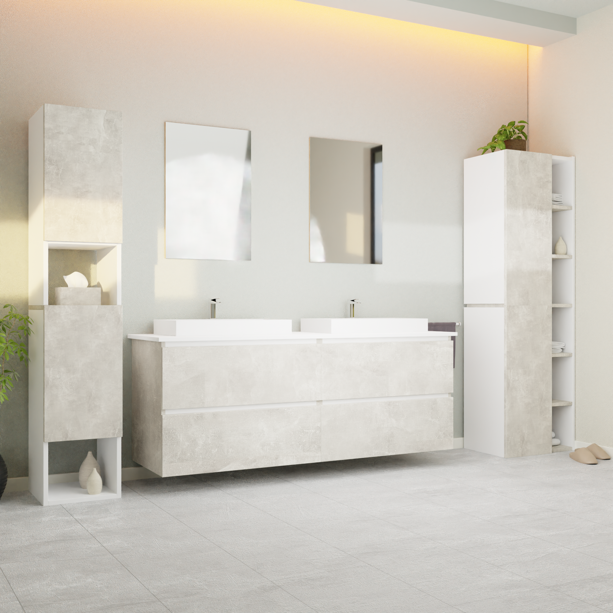 Garlivo Waschbeckenunterschrank GLB-160 Beton mit Schubladen
