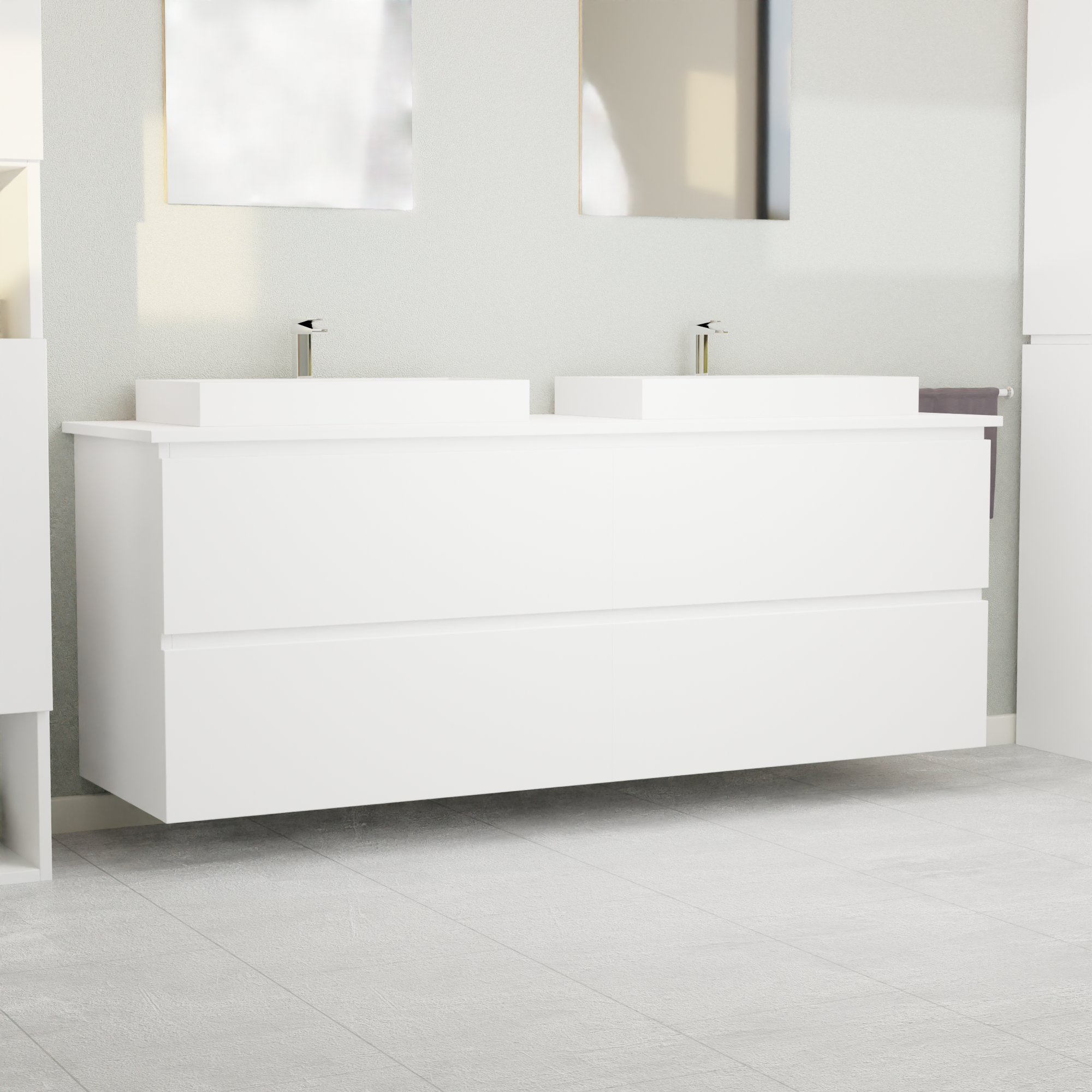 Garlivo Waschbeckenunterschrank GLB-160 Weiß mit Schubladen
