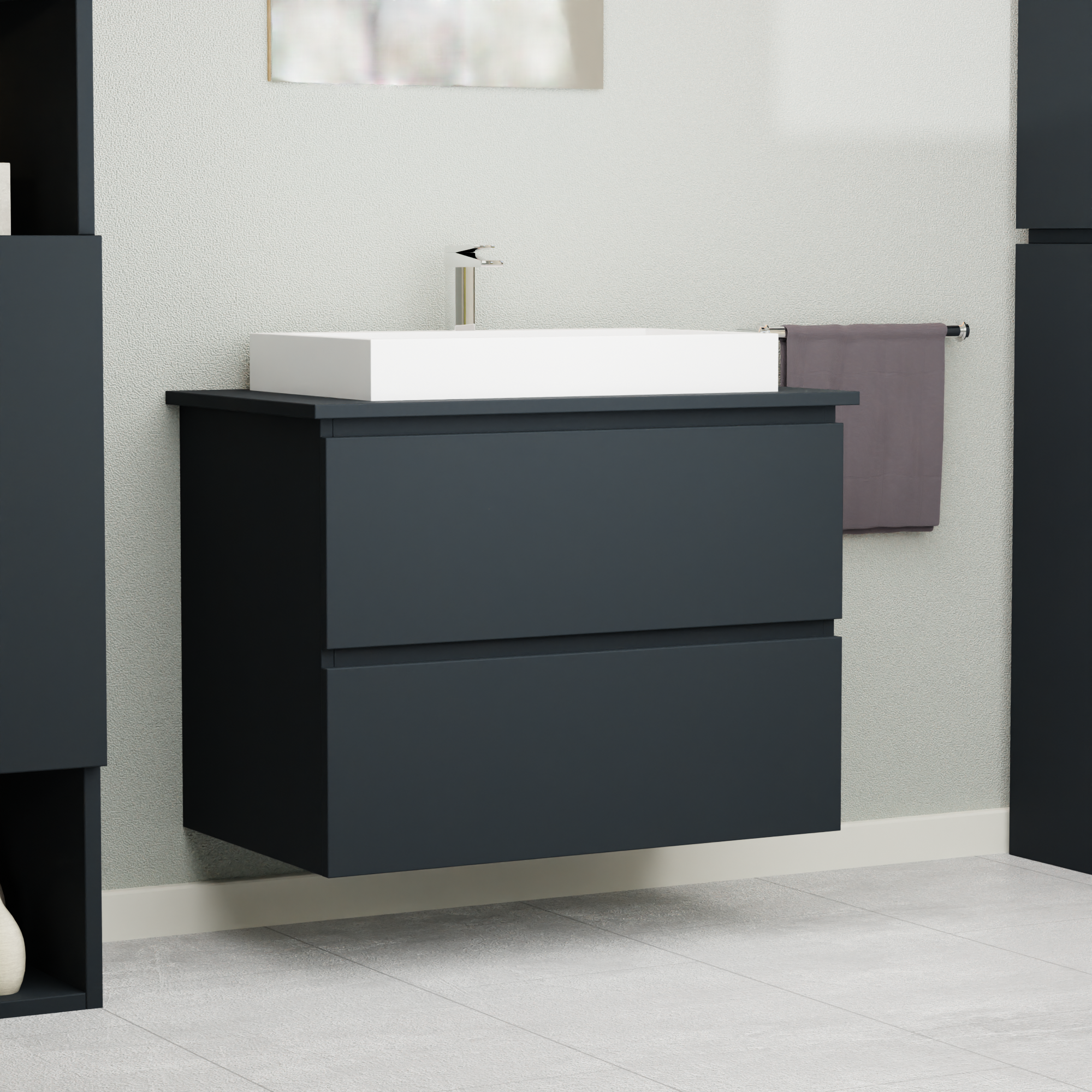 Garlivo Waschbeckenunterschrank GLB-80 Anthrazit mit Schubladen