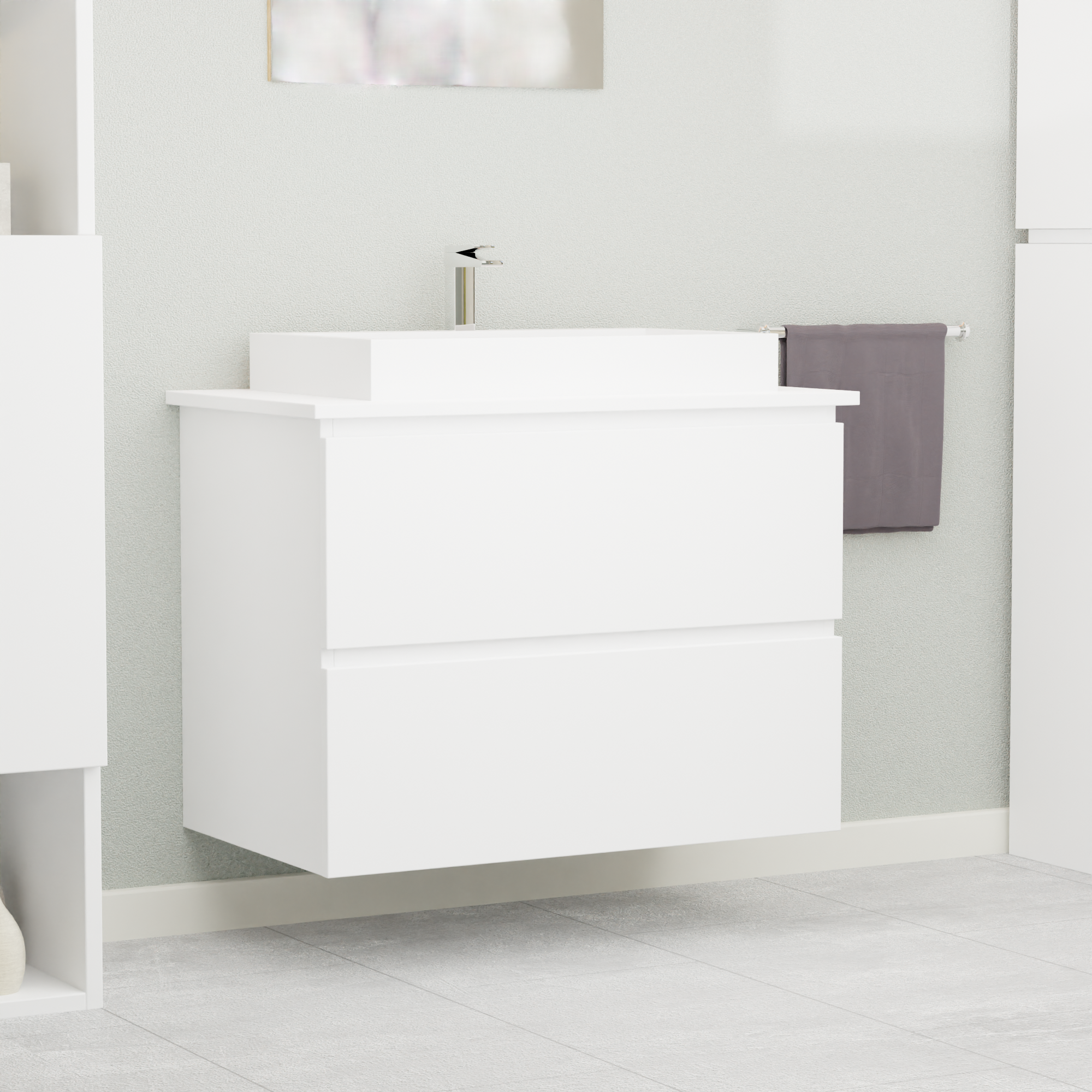 Garlivo Waschbeckenunterschrank GLB-80 Weiss mit Schubladen