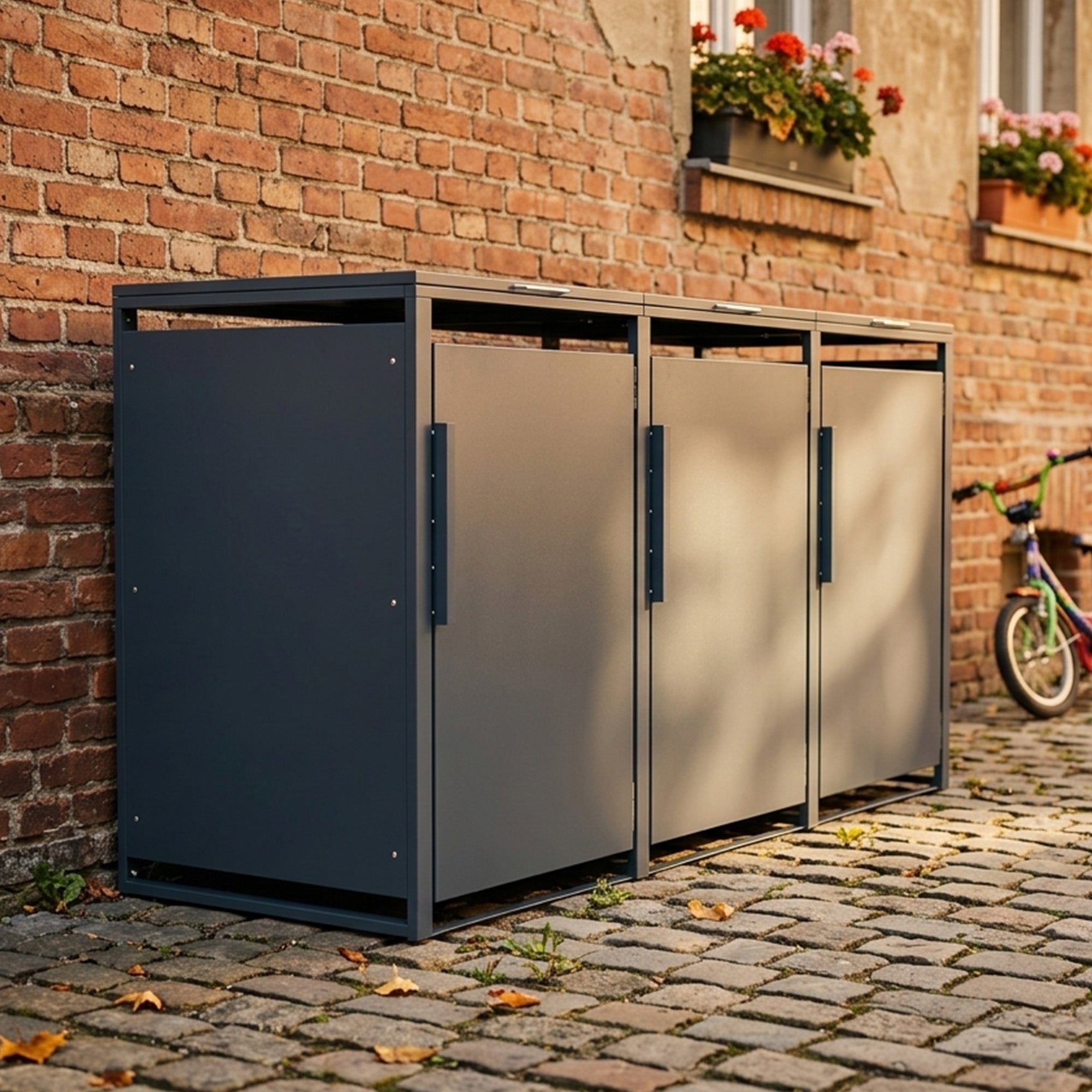 Garlivo Magnolie 3er Mülltonnenbox